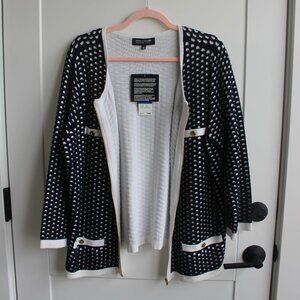 NWT - Jones NY Cotton Navy and white zip sweater size 1X